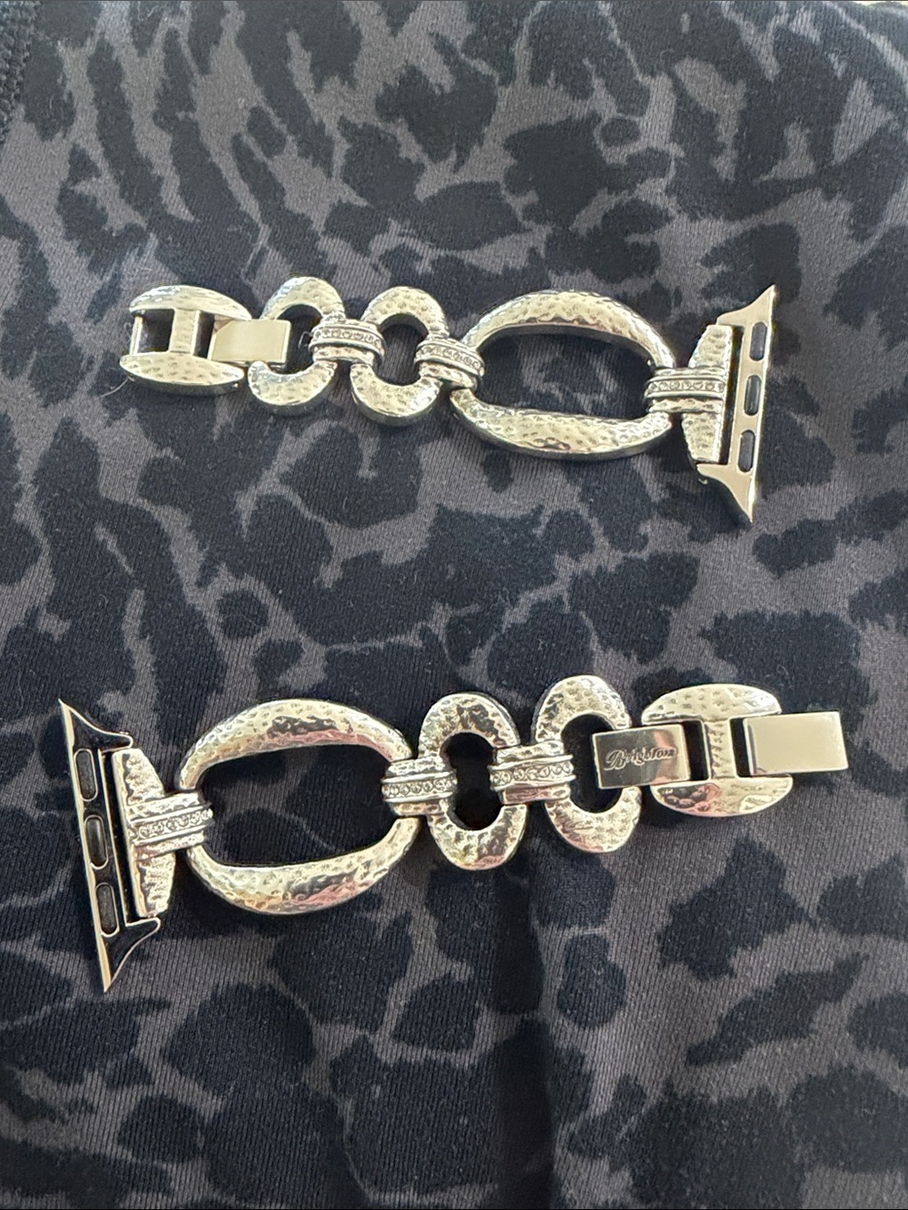 Brighton Silver-Tone Hammered Link Apple Watch Connectors